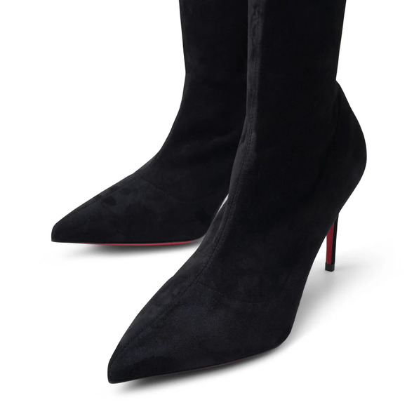 Christian Louboutin Kate Botta Alta 85 Black Suede OTK Knee Thigh Heel Boot 38.5 - Picture 10 of 16